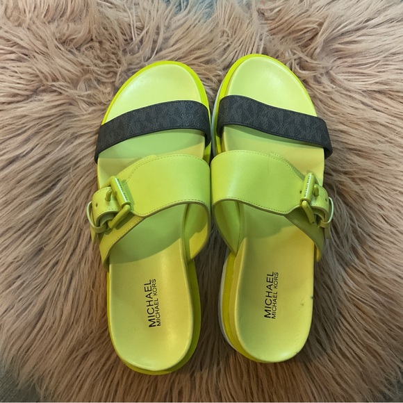 Michael Michael Kors Bo Slide Sandals Lime Size 6 - Picture 7 of 13